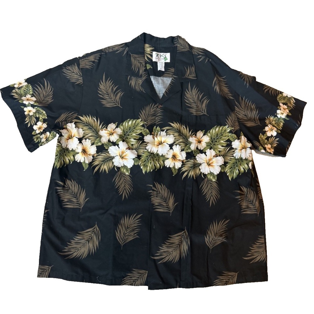 Vintage Men's 100% Cotton KY'S Hawaiian Tropical Short Sleeve Shirt Sz 3XL